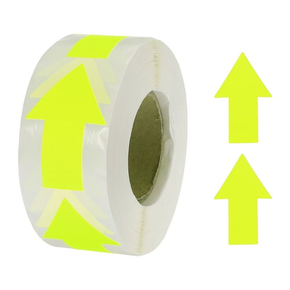 500 Count/Roll Arrow Sticker Labels 1.3x2 Inch Fluorescent Yellow Adhesive Arrow Shape Signs Scrapbooking DIY Craft