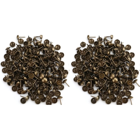 500 Count Upholstery Nails Pins, 7/16"/11mm Antique Brass Finish Furniture Tacks Upholstery Tacks (Pack of 2)