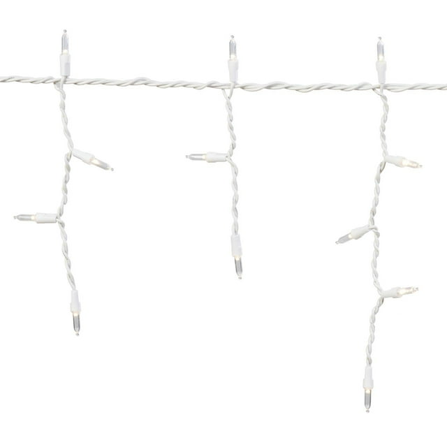 500Count Warm White LED Icicle Christmas Lights with White Wire, 52.3