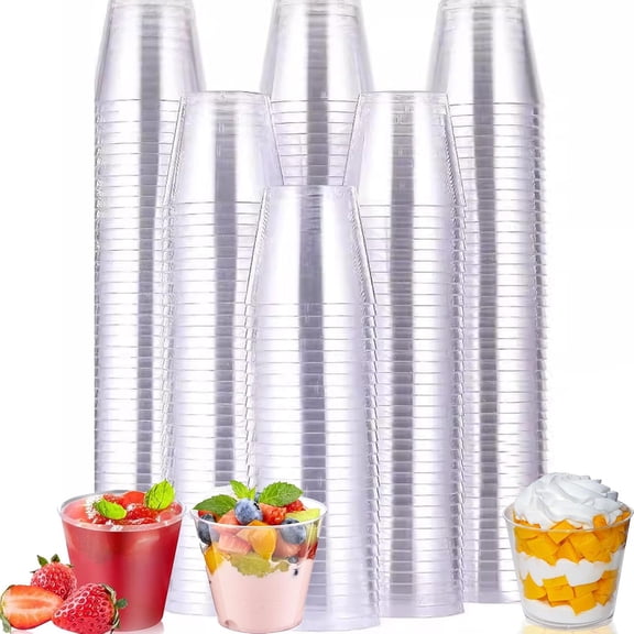 500 Crystal Clear Plastic Shot Glasses 1oz - Mini Disposable Cups for Wine Tasting, Condiments, Party - Clear Shot Cups