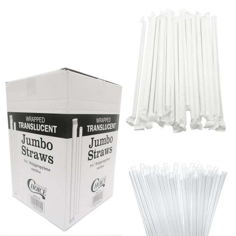 500 Drinking Straws Paper Wrapped Slim Plastic 7-3/4 Translucent Clear  Stirrer
