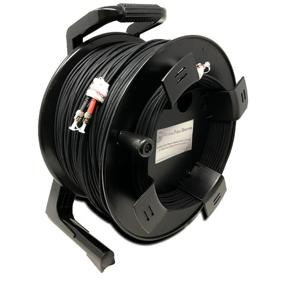 500 Foot TFS DuraTAC Stainless Steel Armored Tactical Fiber Cable terminated with 2 ST Connectors - Single Mode - with Reel