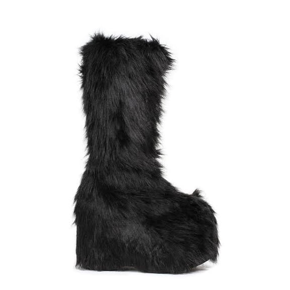 500-Fuzz, Chunky Heel Platform Boot