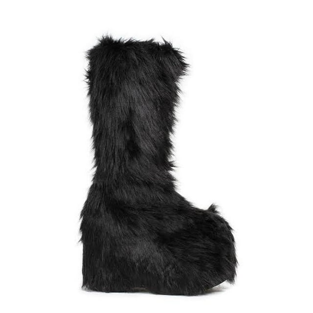 500-Fuzz, Chunky Heel Platform Boot