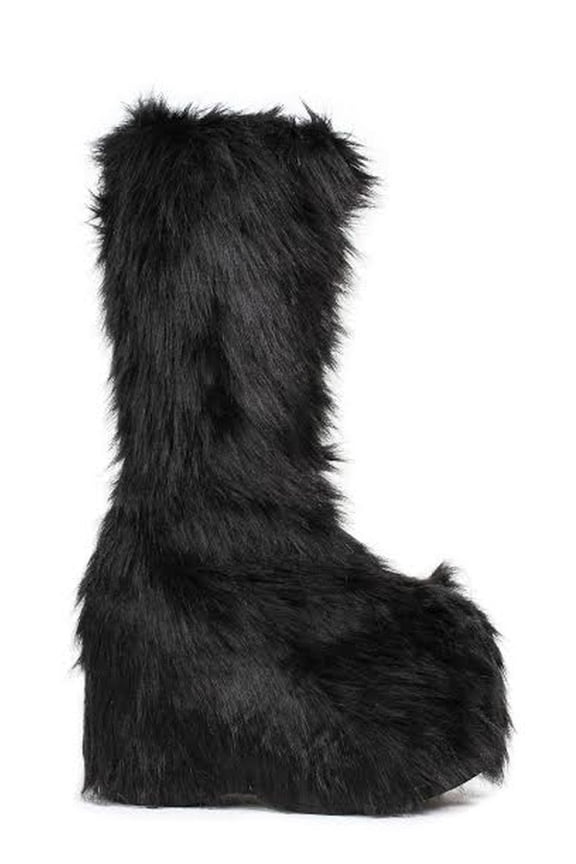 500-Fuzz, Chunky Heel Platform Boot