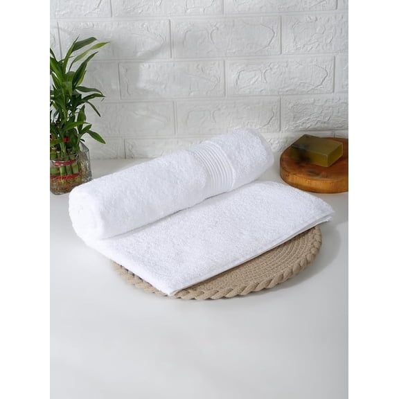500 GSM White Cotton Bath Towel - Fade Resistant