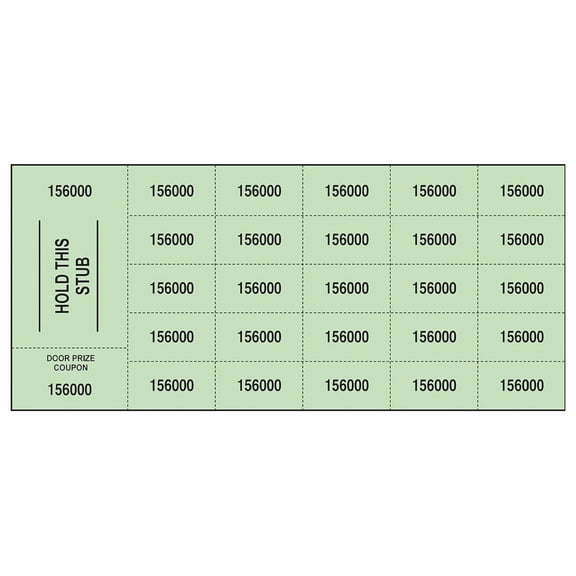 500 Green Chinese Tickets 2 Stub Choices: "Hold This Stub" OR "Buyer's Name, Email & Phone" - Choose: 25, 20, 15, 10 or 5 Bid Numbers per Sheet