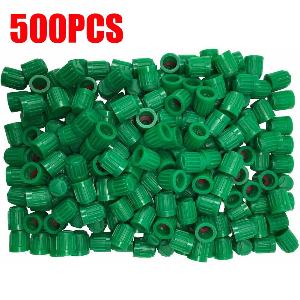 500 Green Plastic Tire Caps Air Valve Stem Universal car Truck Wheel N2 Nitrogen USA