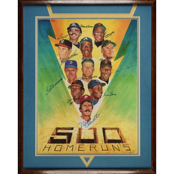 500 Home Run Club Signed Large Photo Litho Mickey Mantle Ted Williams JSA COA