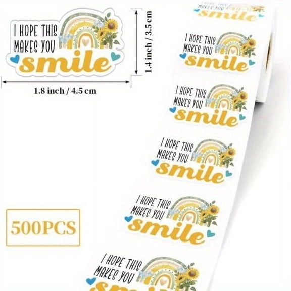 500 "Hope This Makes You Laugh" Rainbow Stickers - Self Adhesive, Glitter Effect, Fit for Packaging & Shipping Labels, Rainbow Accessories, Mail Envelopes, Handmade,