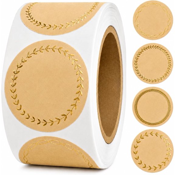 500 Kraft Canning Labels, 2 Inch Round Sticker Labels, Gold Foil Labels for Jars, Round Labels, Mason Jar Labels, Bakery Stickers, Candle Labels, Soap Labels for Packaging