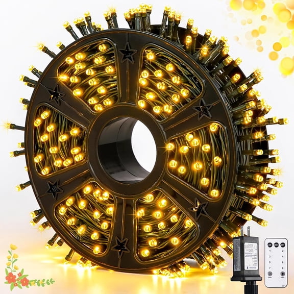 500 LED Christmas Lights Outdoor, 173ft Warm White Christmas Tree Lights with Remote, 8 Modes Plug in Twinkle String Light for Outside Ceiling House Xmas Classroom Decorations