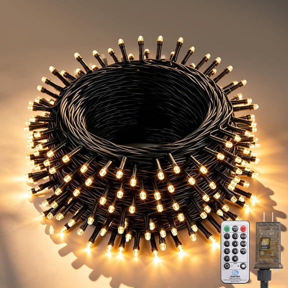 500 LED Cluster String Lights, 49FT Plug-in Fairy Lights with Remote & Timer, 8 Modes & 4 Brightness Levels, Black Wire Indoor Outdoor Decorative Lights for Bedroom, Patio, Balcony, Garden, Party