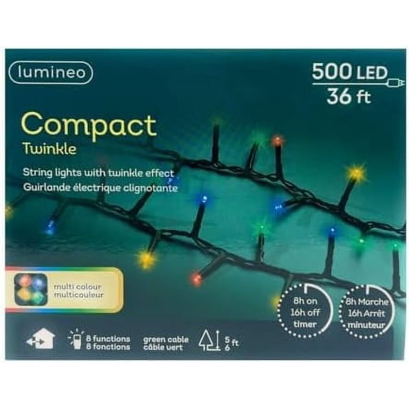 500 LED Multi-Colored Christmas Compact Lights Set, Green Wire 36 Feet$$Tools & Hardware Other