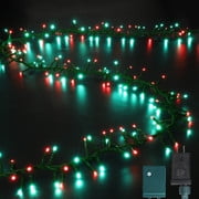 500 LED String Lights Outdoor - 16 Modes, 46ft with Waterproof Green, Red & Red-Green Cluster Lights