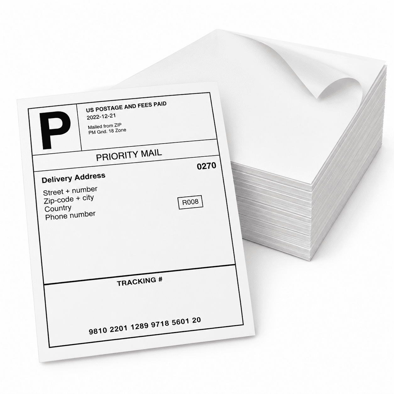[500 Labels] A4 Full Pshipping Labels 8.5 X 11 For & Inkjet Printers ...