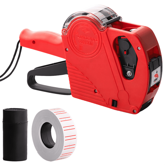 500 Labels Retail Tool Kit, Upgraded Red Price Tag Maker Machine, Includes Pre-Installed Ink Roller, For Restaurant Pricing