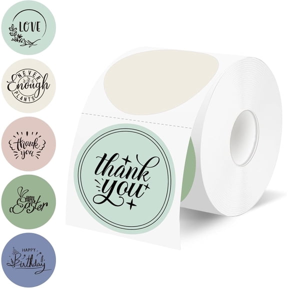 500 Labels/Roll 2" Morandi Round Thermal Labels,  Circle Blank Thermal Sticker Compatible with Direct Thermal Label Printers for DIY Logo Designs, Thank You, Small Business