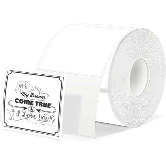 500 Labels/Roll 2" x 2" White Thermal Labels, Self-Adhesive Square Thermal Sticker for QR Code, Barcode, Logo, Inventory, Small Business