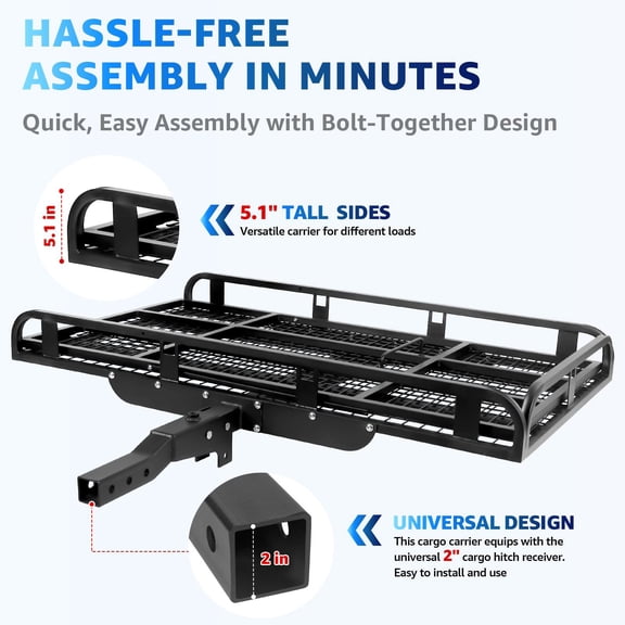 500 Lb trailer hitch cargo carrier, hitch cargo carrier with ramp for Mobility Scooters Wheelchairs SUVs Pickup Trucks Sedans, Foldable mobility scooter carrier with Reflective Strips
