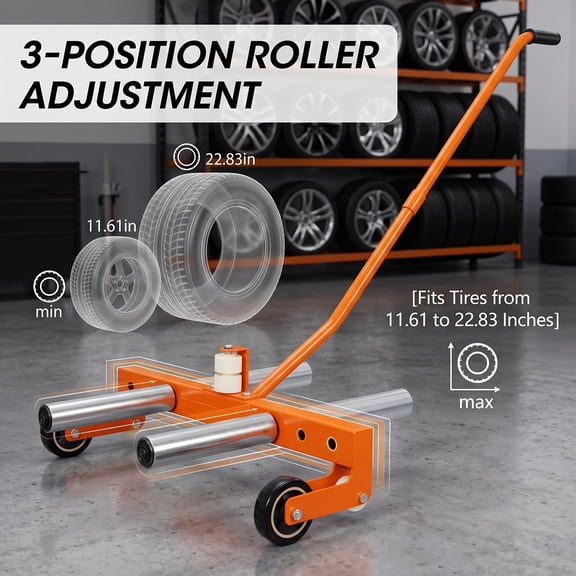 500 Lbs Load Capacity Tire Wheel Dolly, Tire Lifter for Auto Repair Shops and Tire Stores, Adjustable Tire Lifting Tool with Roller Plate for Passenger Cars and Large Trucks