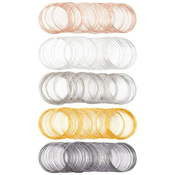 500 Loops 5 Colors Memory Wire Bracelets 22 Gauge Jewelry Wire Bulk Steel Beading Cuff Bangle Findings for Jewelry Making Wires Supplies DIY Crafts Bracelets Rings Necklace Wrap Art Creations 1set