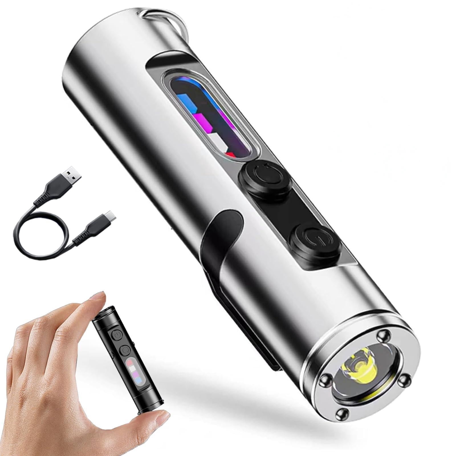 500 Lumens Rechargeable EDC Flashlight, Magnetic Pocket Keychain Light with Hat Clip, Waterproof, 3 Brightness Modes for Camping, Emergency & Everyday Carry