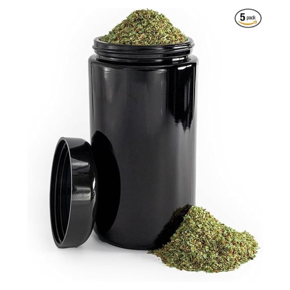 , 500 ML (17 fl oz) Pack 5, Premium Airtight Ultraviolet Glass Jar Smell Proof, Antistatic, Light Blocking Container for , Coffee, Tea & Spices Durable, Travel-Friendly Storage