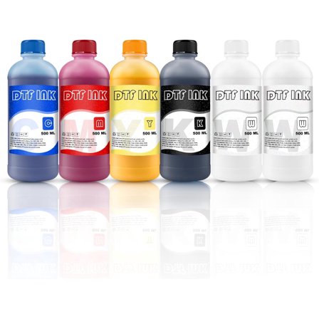 DTF Ink, Premium White Ink for Film Heat Transfer Printing, Compatible with L1800 L805 R1390 4720 XP600 DX7 DX5 Printers, 6 Pack, 500 mL