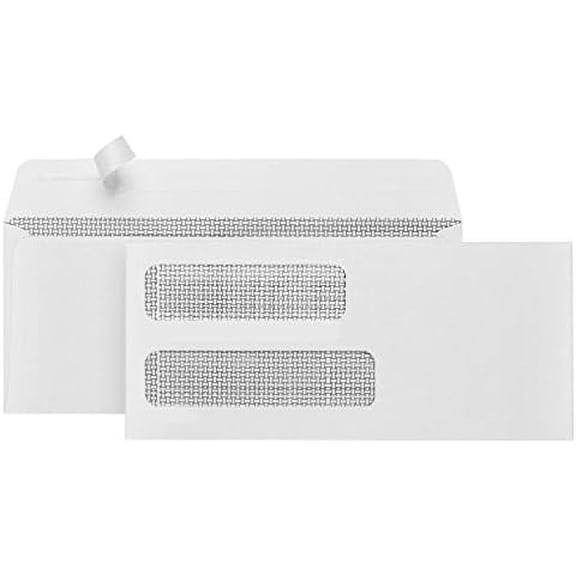 500 No. 10 Double Window Envelopes Self Seal #10- For Multiple Statements, Quickbooks Invoices, Checks -10 Security Envelopes Peel and Seal with 2 Windows Left, Size 4 1/8 X 9 $$