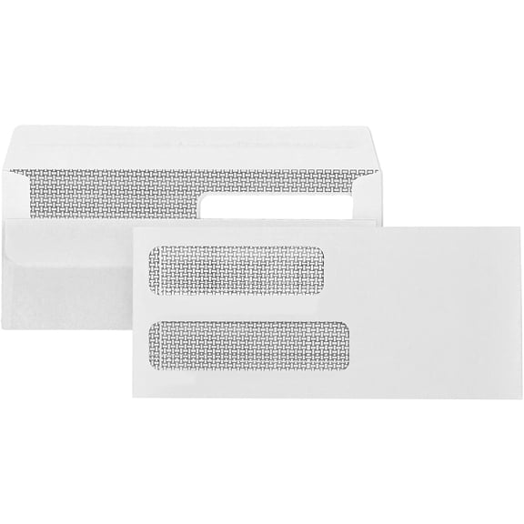 500 No. 10 Flip and Seal Double Window Security Envelopes - Perfect Size for Multiple Business Statements, Quickbooks Invoices, and Return Envelopes -Number 10 Size 4 1/8 X 9 Inch