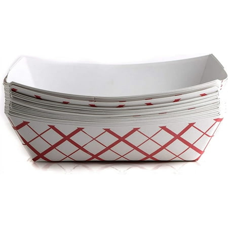 [500 PACK] Heavy Duty Disposable Paper Food Tray (3 LB) - Red Check Food Tray, USA MADE, Recyclable, Biodegradable, Compostable, Great for Picnics, Carnivals, Party, Camping, BBQ, Restaurants, Fries