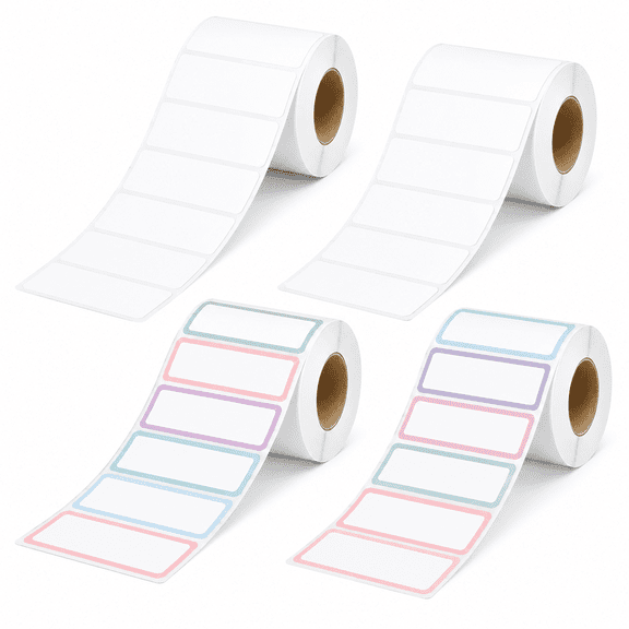 500 PCS 4 Rolls Food Labels, 1 x 3 Inch Freezer Labels Removable Date and Contents Stickers for Food Containers, Mason Jars, Refrigerator Meal Prep, Water and Oil Resistant Compact Kitchen Storage