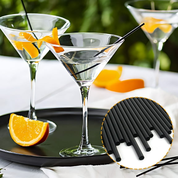 500 PCS 5.1 Inch Plastic Black Cocktail Straws, 0.2" Diameter Disposable Small Short Straws for Bar, Margarita,Whiskey,Coffee,Milk, Martini,Club,Kitchen and Party