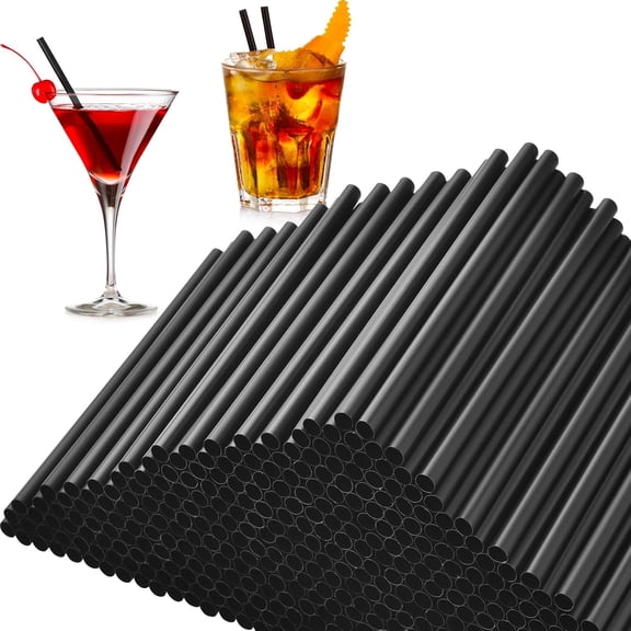 500 PCS 5 Inch Plastic Black Cocktail Straws, 0.24" Diameter Disposable Small Short Straws for Bar, Margarita, Coffee, Martini, Whiskey, Milk, Club, Kitchen and Party