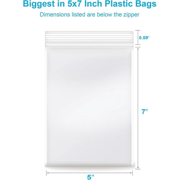 500 PCS 5"x7" Clear Reclosable Plastic 2-Mil Ziplock Bags Poly Jewelry Storage Zipper Baggies