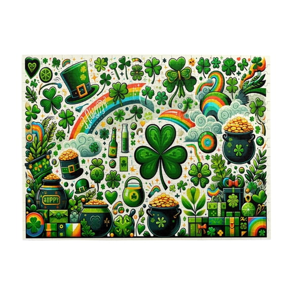 500 PCS 500 Pcs Jigsaw Puzzles For Adults Saint Patrick'S Day,Stunningly Vibrant Colors,Relax And Enjoy The Fun Of Solving Puzzles,Classic Festival Decoration,Home Wall Decor,Wooden Puzzle