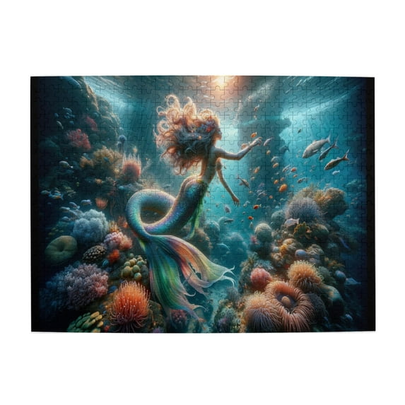 500 PCS 500 Pcs Vibrant Jigsaw Puzzle Charming Mermaid,Stress Relieving Pleasure,Wonderful Imagination,Adults Wooden Puzzles,Home Decor,Great For Relaxation And Display For Puzzle Enthusiast