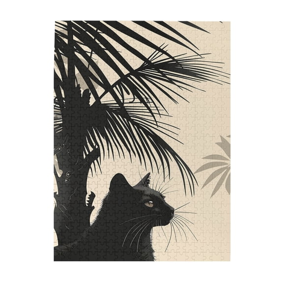 500 PCS 500 Piece Animal Puzzle Calm Black Cat,Challenging Brain Exercise,Enjoy The Puzzle Solving Process,Vibrant Animals Relax During The Puzzle Process,Classic Animal Wooden Puzzle Game