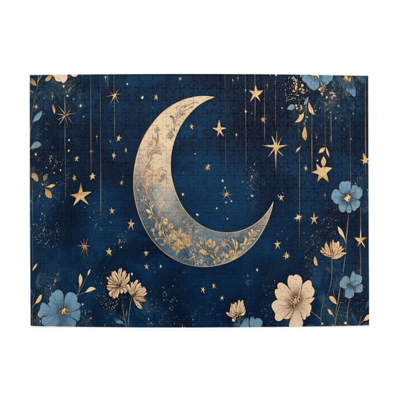 500 PCS 500 Piece Exquisite Puzzles Flower Moon Night,Unique And Beautiful Design,Enjoy The Puzzle Solving Process,Vibrant Colors,Enchanting Flower Moon Night Wooden Jigsaw Puzzles,Stunning Artwork