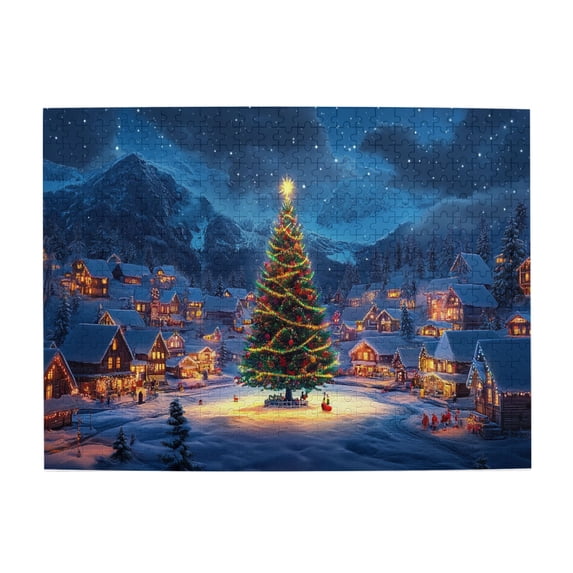 500 PCS 500 Piece Jigsaw Puzzles Countryside Christmas Snow Scene,Creative Activity Hobbies For Adults,Collectible Puzzle Featuring Christmas,Classic Wooden Puzzle For Adults,Holiday Gifts
