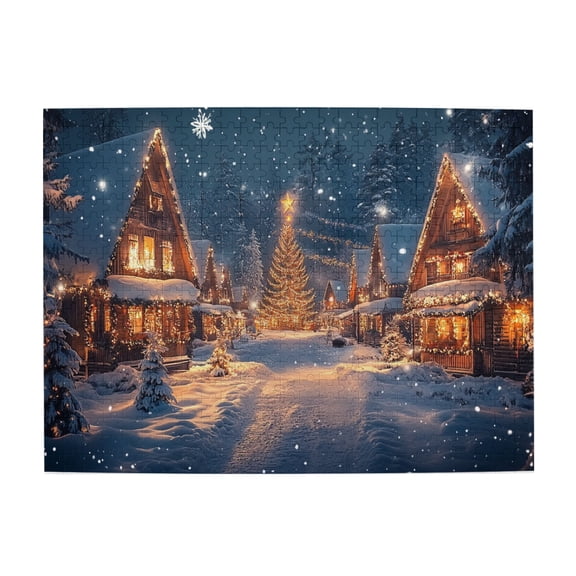 500 PCS 500 Piece Jigsaw Puzzles Enchanting Christmas Street View,Challenging Brain Exercise,Impossible Hard Difficult Challenging Puzzles For Adults,Adults Wooden Puzzle