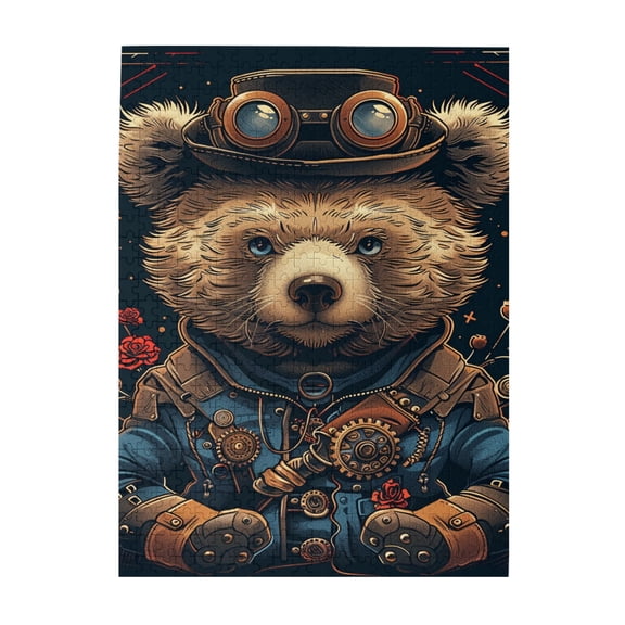 500 PCS 500 Piece Wooden Puzzle Punk Bear,Creative Activity Hobbies For Adults,Challenging Brain Exercise,Fun Punk Bear Puzzle As A Unique Choice For Game Night,Enjoy The Puzzle Solving Process