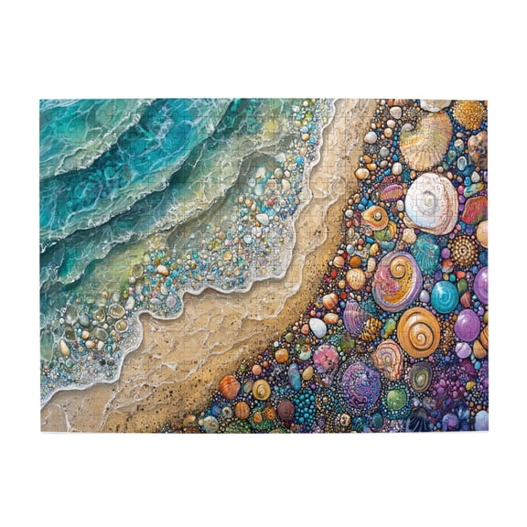 500 PCS 500 Piece beautiful jigsaw puzzles Charming Beach Pebbles,Impossible Hard Difficult Challenging Puzzles for Adults,Modern Art Beach Wooden Puzzles as Home Wall decor,Stress relieving puzzle