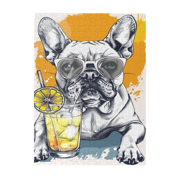 500 PCS A Dog Drinking Beverages 500 Piece Puzzle For Adults,Challenging Brain Exercise,Creative Activity Hobbies For Adults,Fun Animals Drinking Beverages Wooden Puzzles For Home Decoration