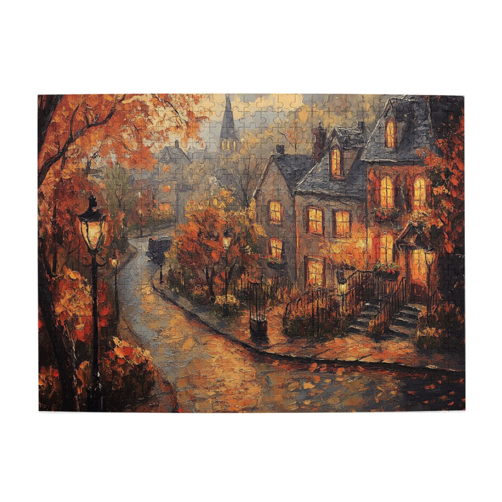 500 PCS Autumn Town Scenery 500 Piece Oil Painting Jigsaw Puzzles