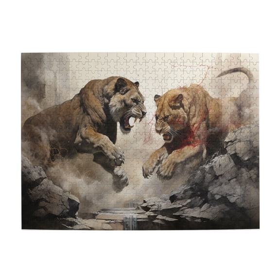 500 PCS Battle Of The Beasts Puzzles For Adults 500 Pieces,Great For Relaxation And Display For Puzzle Enthusiast,Challenging Brain Exercise,Family Leisure And Entertainment,Wooden Jigsaw