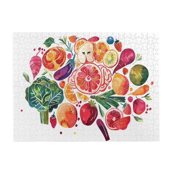 500 PCS Beautiful Fruits Vegetables 500 Piece Funny Jigsaw Puzzles,Suitable For Family Leisure And Entertainment Activities,Colorful Vegetables And Fruits Crops Wooden Puzzle As Home Decoration