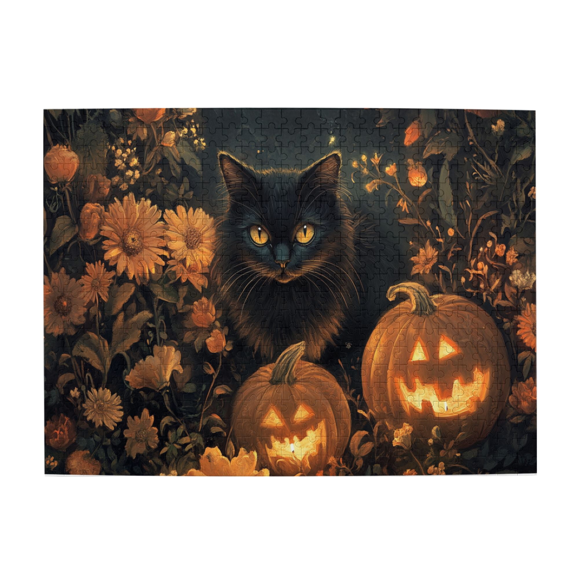 500 PCS Black Cat And Pumpkin Lantern 500 Piece Puzzle For Adults,Brain ...