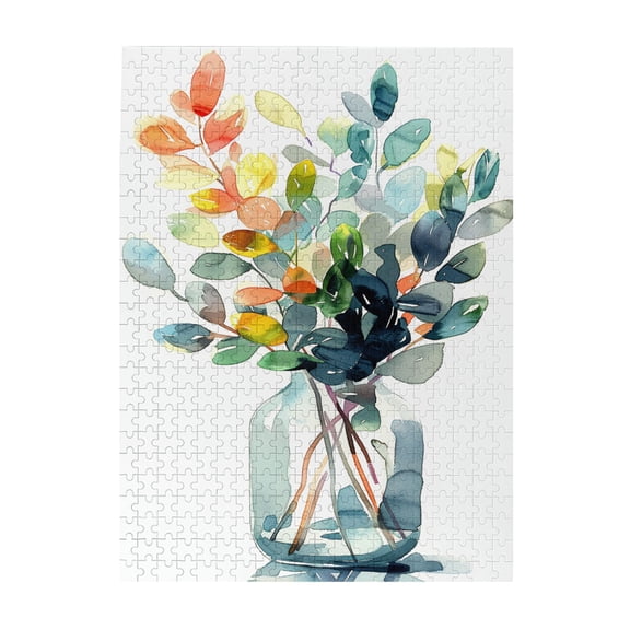 500 PCS Bottled Green Leaves - 500 Piece Plant Jigsaw Puzzles,Stress Relieving Pleasure,Brain Challenge,Fun Leaf Puzzle As Home Decoration,Enjoy The Puzzle Solving Process,Charm Wooden Puzzle Game